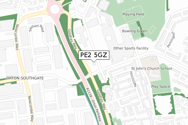 PE2 5GZ map - large scale - OS Open Zoomstack (Ordnance Survey)