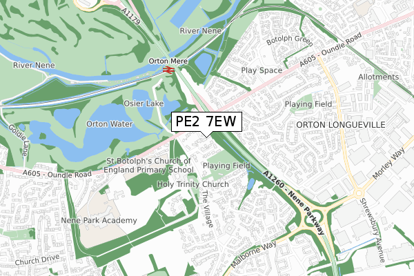 PE2 7EW map - small scale - OS Open Zoomstack (Ordnance Survey)