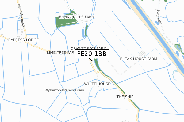 PE20 1BB map - small scale - OS Open Zoomstack (Ordnance Survey)