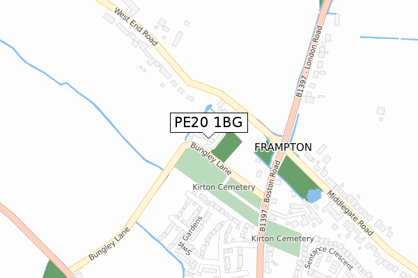 PE20 1BG map - large scale - OS Open Zoomstack (Ordnance Survey)