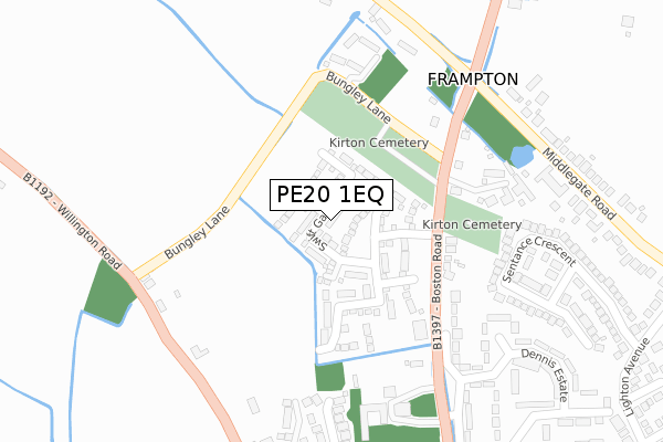 PE20 1EQ map - large scale - OS Open Zoomstack (Ordnance Survey)