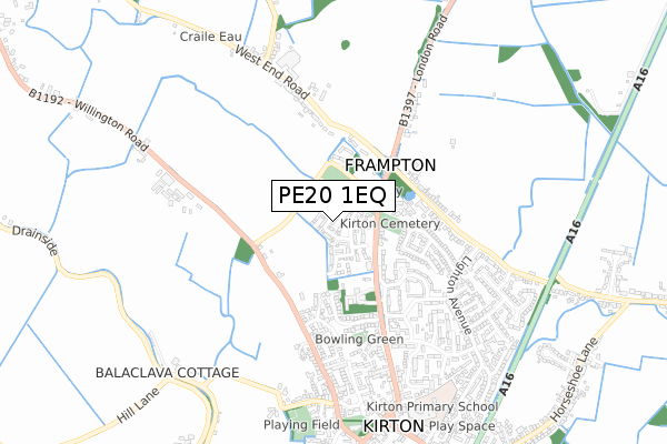 PE20 1EQ map - small scale - OS Open Zoomstack (Ordnance Survey)