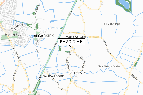 PE20 2HR map - small scale - OS Open Zoomstack (Ordnance Survey)