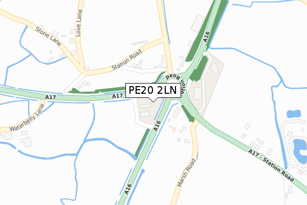 PE20 2LN map - large scale - OS Open Zoomstack (Ordnance Survey)