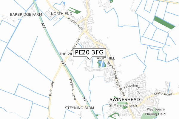 PE20 3FG map - small scale - OS Open Zoomstack (Ordnance Survey)