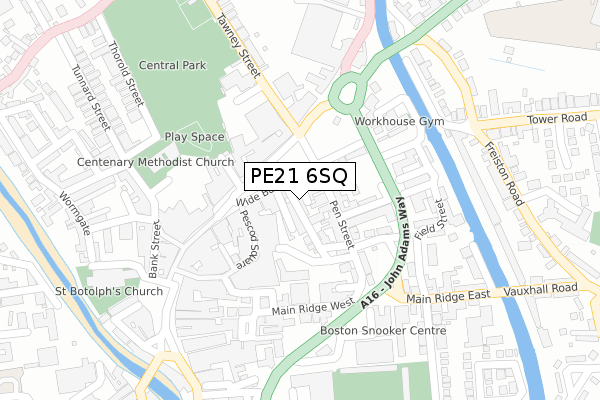 PE21 6SQ map - large scale - OS Open Zoomstack (Ordnance Survey)