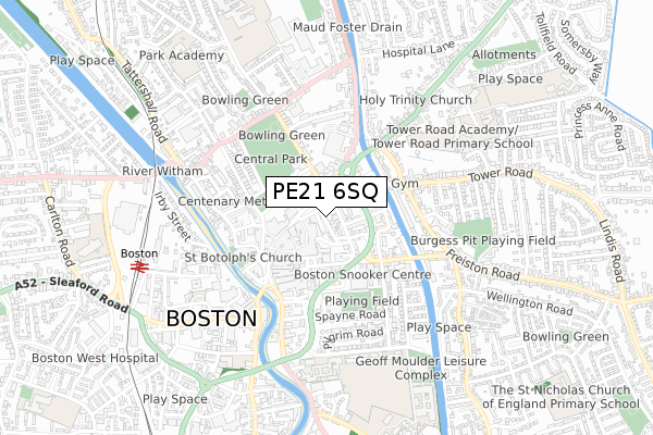 PE21 6SQ map - small scale - OS Open Zoomstack (Ordnance Survey)