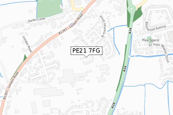 PE21 7FG map - large scale - OS Open Zoomstack (Ordnance Survey)