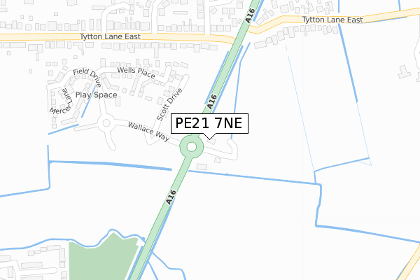 PE21 7NE map - large scale - OS Open Zoomstack (Ordnance Survey)
