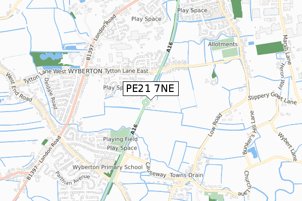 PE21 7NE map - small scale - OS Open Zoomstack (Ordnance Survey)