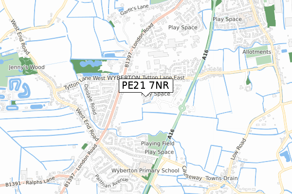 PE21 7NR map - small scale - OS Open Zoomstack (Ordnance Survey)