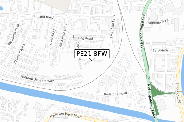 PE21 8FW map - large scale - OS Open Zoomstack (Ordnance Survey)