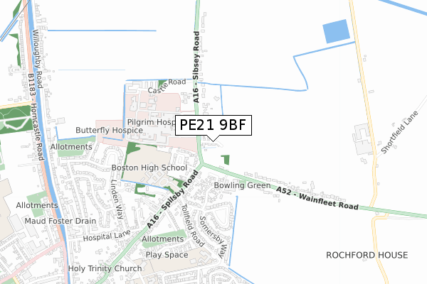 PE21 9BF map - small scale - OS Open Zoomstack (Ordnance Survey) PE21 9BF map - small scale - OS Open Zoomstack (Ordnance Survey)