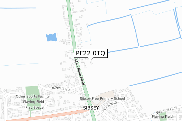 PE22 0TQ map - large scale - OS Open Zoomstack (Ordnance Survey)