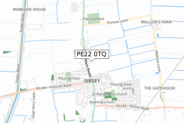 PE22 0TQ map - small scale - OS Open Zoomstack (Ordnance Survey)