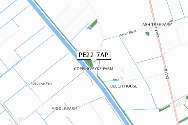 PE22 7AP map - small scale - OS Open Zoomstack (Ordnance Survey)