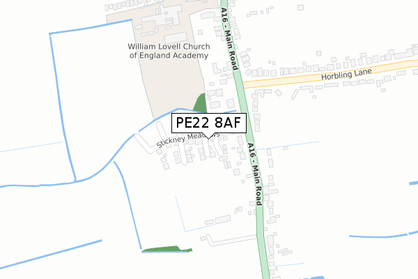 PE22 8AF map - large scale - OS Open Zoomstack (Ordnance Survey)