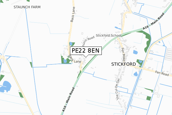PE22 8EN map - small scale - OS Open Zoomstack (Ordnance Survey)