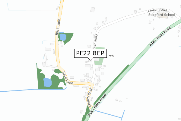 PE22 8EP map - large scale - OS Open Zoomstack (Ordnance Survey)