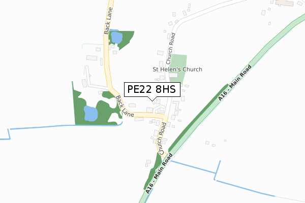 PE22 8HS map - large scale - OS Open Zoomstack (Ordnance Survey)