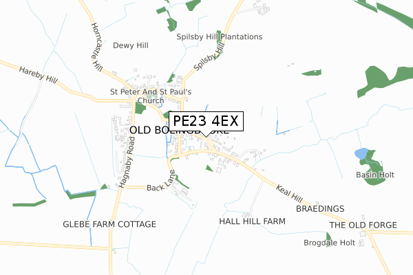 PE23 4EX map - small scale - OS Open Zoomstack (Ordnance Survey)