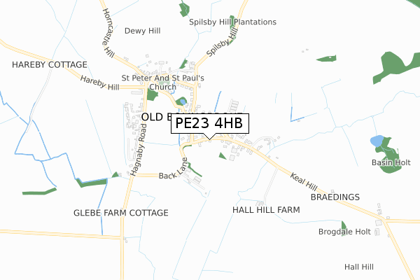 PE23 4HB map - small scale - OS Open Zoomstack (Ordnance Survey)