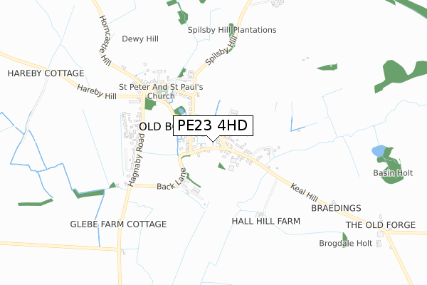 PE23 4HD map - small scale - OS Open Zoomstack (Ordnance Survey)