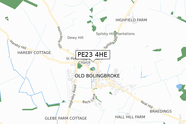 PE23 4HE map - small scale - OS Open Zoomstack (Ordnance Survey)