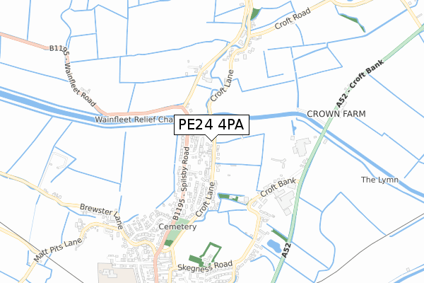 PE24 4PA map - small scale - OS Open Zoomstack (Ordnance Survey)