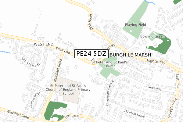 PE24 5DZ map - large scale - OS Open Zoomstack (Ordnance Survey)