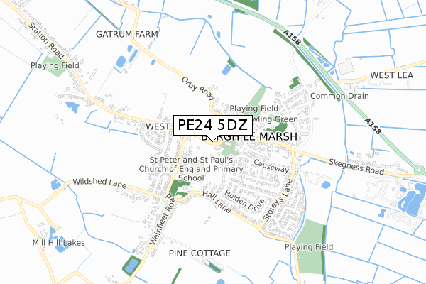 PE24 5DZ map - small scale - OS Open Zoomstack (Ordnance Survey)