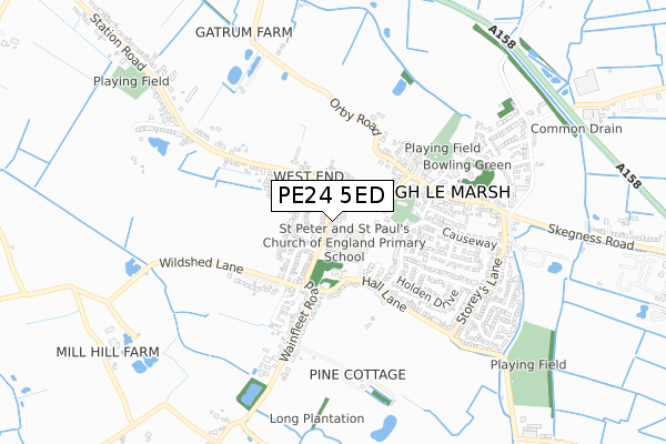 PE24 5ED map - small scale - OS Open Zoomstack (Ordnance Survey)