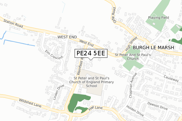 PE24 5EE map - large scale - OS Open Zoomstack (Ordnance Survey)