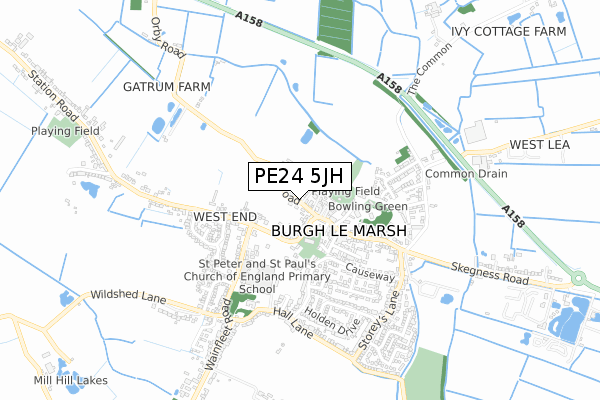 PE24 5JH map - small scale - OS Open Zoomstack (Ordnance Survey)