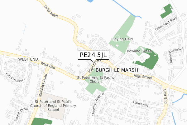 PE24 5JL map - large scale - OS Open Zoomstack (Ordnance Survey)