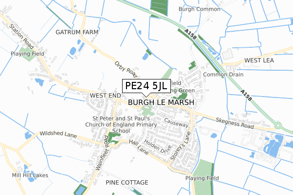 PE24 5JL map - small scale - OS Open Zoomstack (Ordnance Survey)