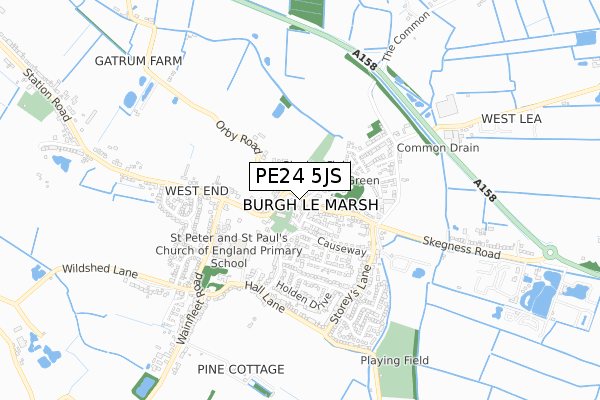 PE24 5JS map - small scale - OS Open Zoomstack (Ordnance Survey)