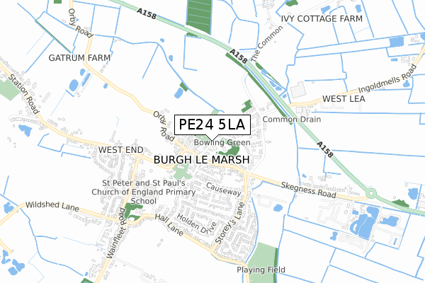 PE24 5LA map - small scale - OS Open Zoomstack (Ordnance Survey)