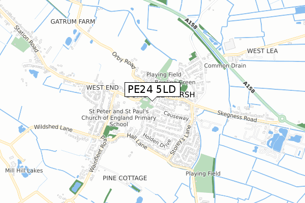 PE24 5LD map - small scale - OS Open Zoomstack (Ordnance Survey)