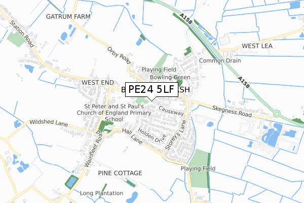 PE24 5LF map - small scale - OS Open Zoomstack (Ordnance Survey)