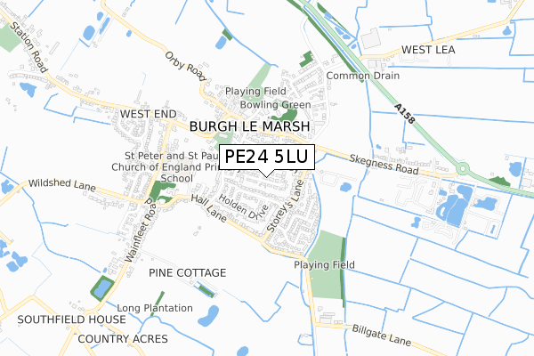 PE24 5LU map - small scale - OS Open Zoomstack (Ordnance Survey)