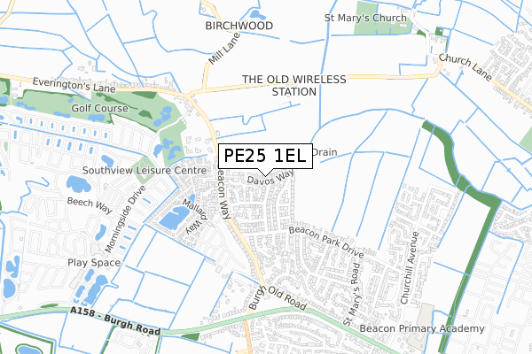 PE25 1EL map - small scale - OS Open Zoomstack (Ordnance Survey)