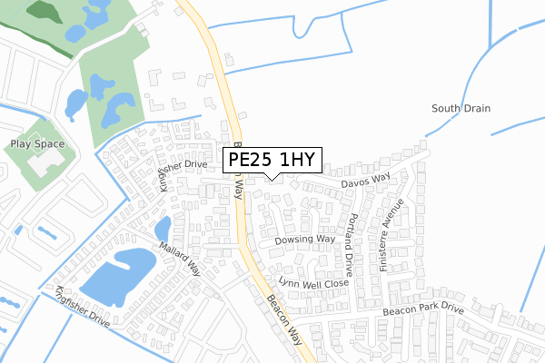 PE25 1HY map - large scale - OS Open Zoomstack (Ordnance Survey)