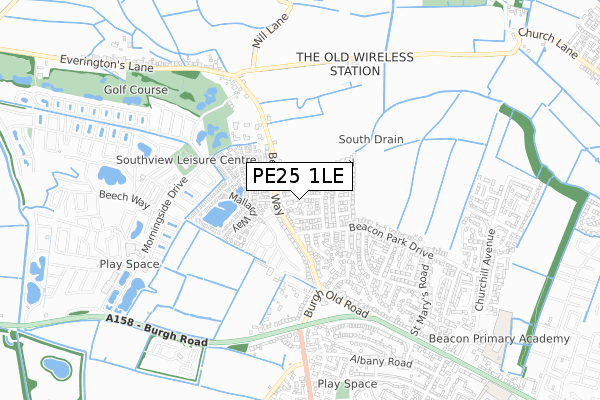 PE25 1LE map - small scale - OS Open Zoomstack (Ordnance Survey)