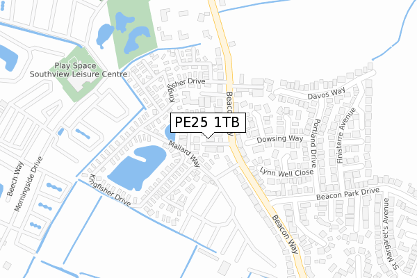 PE25 1TB map - large scale - OS Open Zoomstack (Ordnance Survey)