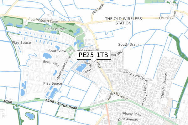 PE25 1TB map - small scale - OS Open Zoomstack (Ordnance Survey)