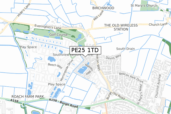 PE25 1TD map - small scale - OS Open Zoomstack (Ordnance Survey)