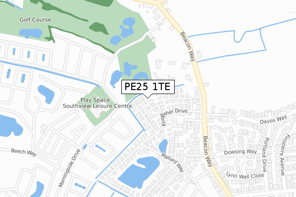 PE25 1TE map - large scale - OS Open Zoomstack (Ordnance Survey)