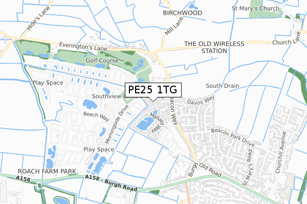 PE25 1TG map - small scale - OS Open Zoomstack (Ordnance Survey)