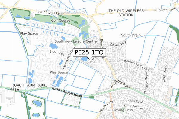 PE25 1TQ map - small scale - OS Open Zoomstack (Ordnance Survey)